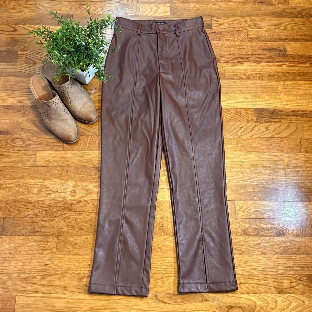 Wildfox Princess Seams Pant Women Small Brown Faux Leather Vegan Pleather Pants